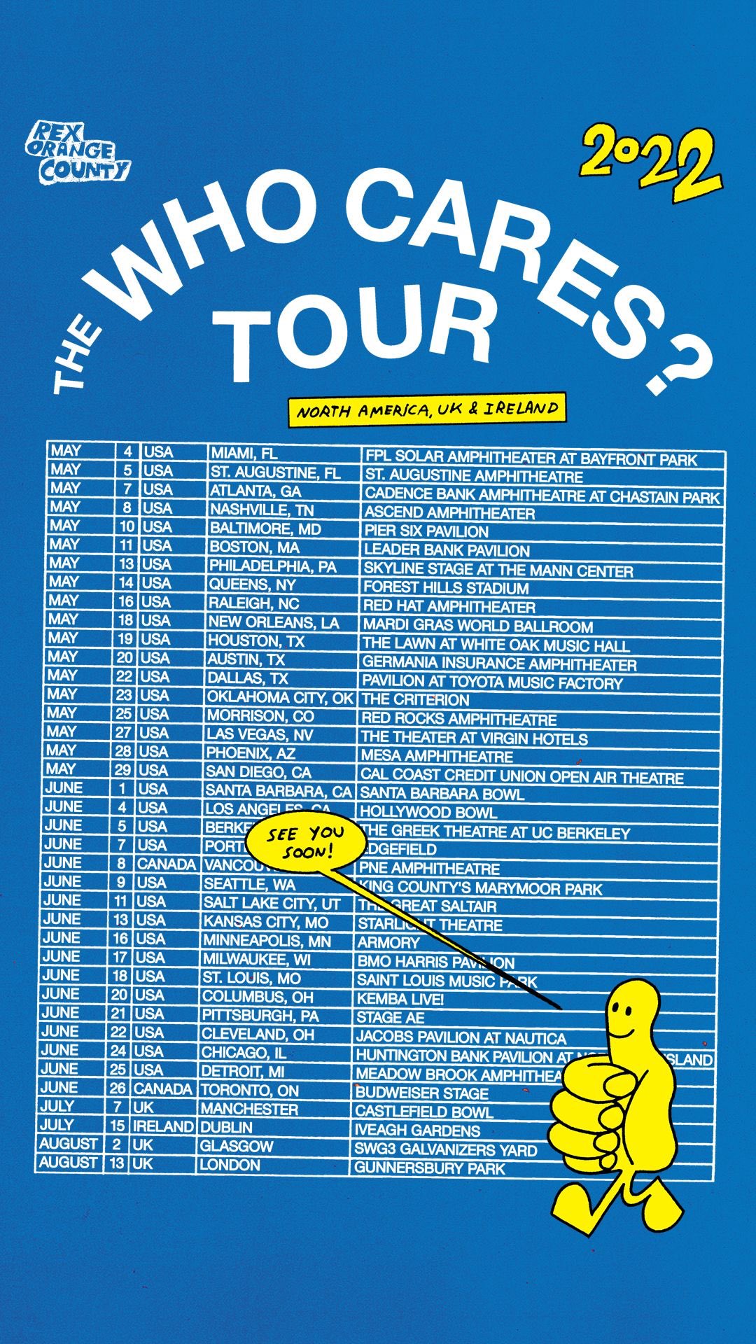 Rex Orange County 2025 Tour Dates Brenn Martica